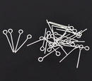 1000 Silver Plated Copper Eye Pins Findings  18mm Wholesale bulk package  22 gauge wire   0.75" long . Pin0036