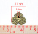 Brass LEAF BEAD CAPS . Bronze. 11mm x 10mm . fin0110