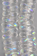 10 Crystal AB Teardrop Briolette Beads, faceted  top drilled  20x10mm bgl0565