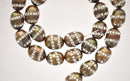 4 Freshwater Pearls with a Double Wrap of Rhinestone Accents, mushroom brown wedding pearls . 13x10mm gpe0020