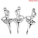 10  Silver Tone BALLERINA DANCER  Charms Pendants chs0594