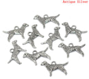 10 Silver Tone Labrador Retriever Dog Charm Pendants. chs0801