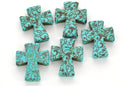 1 Laser Engraved Turquoise Blue Howlite Gothic Cross Pendant Beads, drilled top to bottom, 50mm x 40mm LAS0003
