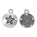 10 Antiqued Silver SAND DOLLAR Beach Charm Pendants chs1047