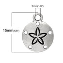 10 Antiqued Silver SAND DOLLAR Beach Charm Pendants chs1047