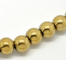 8mm Round Titanium Coated GOLD HEMATITE Gemstone Beads, full strand,  ghe0011