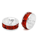 20 6mm Silver Plated RUBY RED Round Rhinestone Rondelle Beads  bme0280