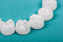 4 DRUZY Natural GEMSTONE Quartz Geode Cabochon Beads, Round, 12mm, 1/2"  AB White Rock Crystal, flatback with hole,  gdz0039