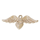 5 Light Gold Plated Angel Wing Charm Pendants, heart in center, chg0166