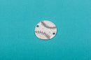 4 Silver Oxidized BASEBALL Connector Link Charms, stamping blanks, 1-1/4"  chs1670