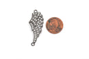 2 Gunmetal Black ANGEL WING Charm Connector Links with Rhinestones, 1-5/8" long clear crystals, cho0104