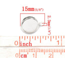 10 Silver Plated Round Circle CABOCHON SETTING Bezel Frame Charm Pendants (fits 10mm cabs)  chs1747