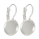 10 (5 pairs) silver plated cabochon bezel setting lever back earring components, fits 12mm round inside tray fin0403a