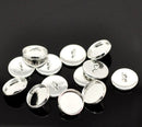 10 Bright Silver Plated Round Circle CABOCHON Setting Bezel Frame Shank Button Covers (fits 16mm cabs)  but0250
