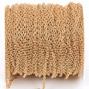 50 yards (150 feet) Light Gold Plated Cable Chain, Oval Links are 2.5x2mm unsoldered, bulk on spool, fch0247b