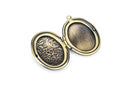 2 Antique Bronze Flower Pattern Oval Picture Photo Frame Locket Pendants 1-3/8" x 7/8" (Fits 22x15mm inside) chb0359