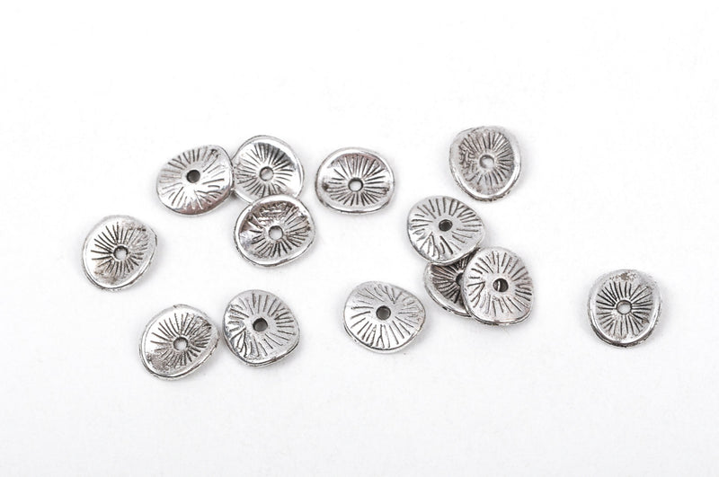 25 Silver Plated Curved Metal Spacer Beads, 10x8mm, bme0355