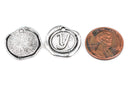 6 Letter Y Wax Seal Charms, Monogram Initial Alphabet Stamped, antique silver metal,  18mm, 3/4" diameter chs1944