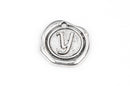 6 Letter Y Wax Seal Charms, Monogram Initial Alphabet Stamped, antique silver metal,  18mm, 3/4" diameter chs1944