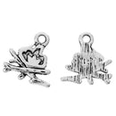 10 Silver Tone CAMPFIRE Charm Pendants; camping pendant  chs1979