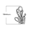 8 Silver ARTIST CUP Charms painting and drawing supplies chs1981