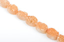 2 Peach DRUZY ROCK CRYSTAL Quartz Oval Beads, flat back cabochons,  16x12mm gdz0144