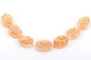 2 Peach DRUZY ROCK CRYSTAL Quartz Oval Beads, flat back cabochons,  16x12mm gdz0144