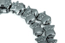 10x8mm HEMATITE OWL Gemstone Beads, carved steel grey gunmetal metallic, full strand, ghe0100