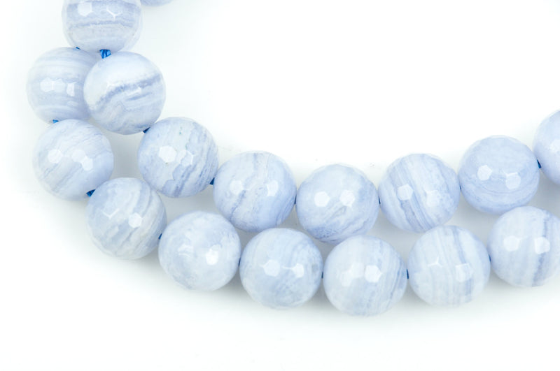 10mm BLUE LACE AGATE Chalcedony Round Gemstone Beads, faceted, light baby blue, natural, full strand  gag0170