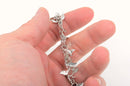 3.2 yards (9.8 feet) of DARK SILVER LEAF Charm Link Chain, bulk chain, fch0319b