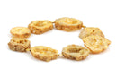 7 Large YELLOW DRUZY Natural Gemstone Quartz Geode Beads, Flat Round Slabs, 1-3/4" to 2-1/4", Rainbow Plated Crystals, gdz0118