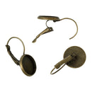 10 (5 pairs) bronze cabochon bezel setting lever back earring components, fits 12mm round inside tray fin0482a