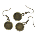 10 Antiqued Bronze Metal Fish Hook Earrings for Cabochons  (5 pairs)  fits round 12mm cabochons fin0494a