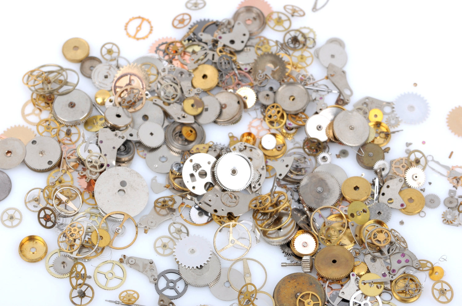 Steampunk Watch Parts - 150 Plus Pieces of Teeny Tiny Vintage Gears, Cogs, Wheels, Hands, Crowns, Stems, etc.