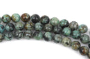 10mm AFRICAN TURQUOISE Round Gemstones Beads, green and black, full strand, about 37 beads, gms0013