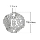 5 Silver letter D connector Charms, Monogram D Charms, Alphabet, hammered metal, 1/2" diameter domed connector links, findings, chs2363