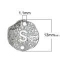 5 Silver letter S connector Charms, Monogram S Charms, Alphabet, hammered metal, 1/2" diameter domed connector links, findings, chs2369