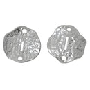 5 Silver letter I connector Charms, Monogram I Charms, Alphabet, hammered metal, 1/2" diameter domed connector links, findings, chs2371