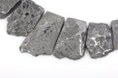 Titanium Quartz Gemstone Beads, SILVER METALLIC, Trapezoid shape top drilled pendant beads, 28-45mm tall, full strand, 16-17 beads gqz0091
