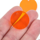 10 TRANSPARENT ORANGE Acrylic Circle Charms, 1" acrylic blanks round drop charms Lca0507