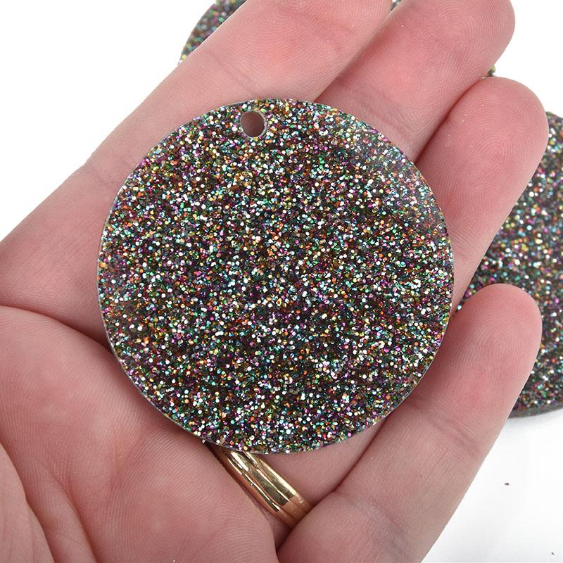 Smart Parts Laser 10 Gold Glitter Circle Keychain Blanks 2 Laser Cut Acrylic Blanks Disc Lca0539