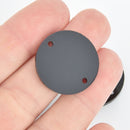 10 BLACK Acrylic 1" Circle Charms, opaque connector link blanks round, 2 holes Lca0669a