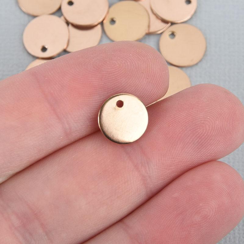10 Rose Gold Stainless Steel Round Stamping Blanks 10mm (3/8) 18 gauge  msb0480
