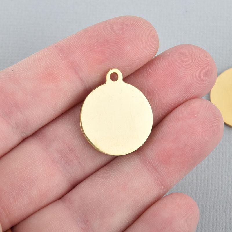 5 Gold Stainless Steel Stamping Blanks, 16 gauge Jewelry Tags, Pendant