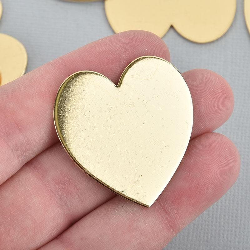 Brass Heart Metal Stamping Blanks, 35mm, 18 gauge, msb0514