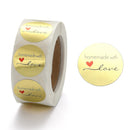 500 Thank You Stickers, Handmade with Love, 1" round, pap0157