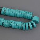 10mm Turquoise Blue Magnesite Beads, Heishi Rondelle Gemstone, 8" strand, gem0940