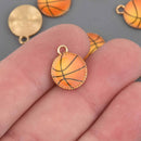 Basketball Charms, gold with enamel, chs8564
