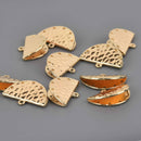 Gold Plate Hammered Metal Cord Ends, Fan Shape Tassel Crimp chs8627
