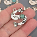 Boho Letter Charm – Antique Silver Initial with Faux Turquoise – Alphabet (1 pc) chs8641